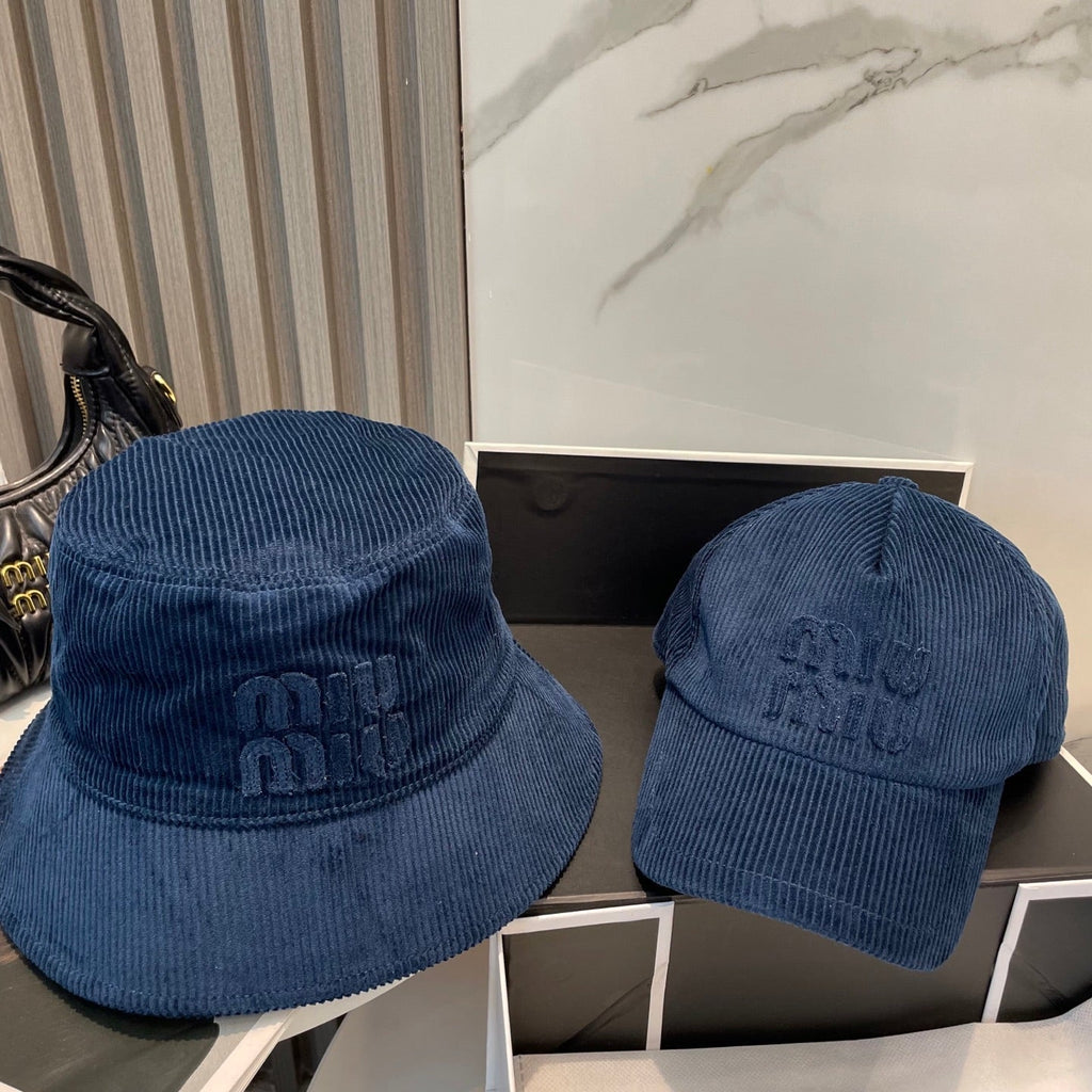 MIUMIU BUCKET IN NAVY BLUE VELVET WITH LOGO
