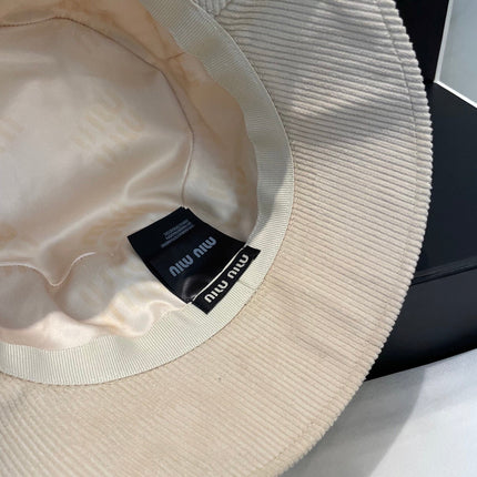 MIUMIU BUCKET IN CREAM WHITE VELVET WITH LOGO