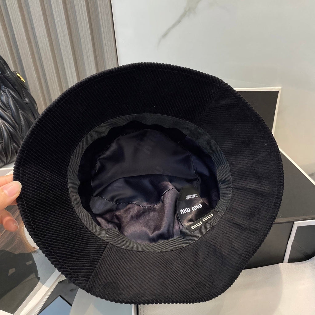 MIUMIU BUCKET IN BLACK VELVET WITH LOGO