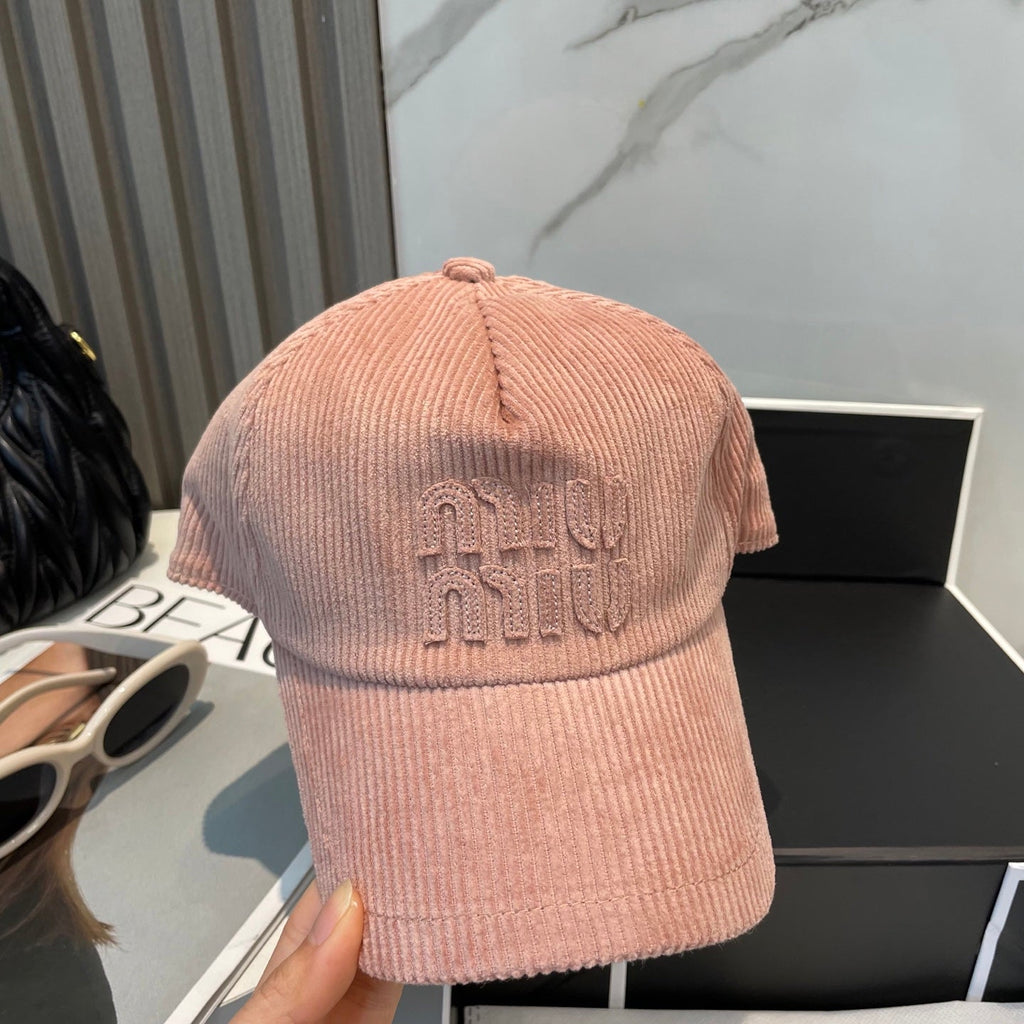 MIUMIU BASEBALL CAP IN PEACHY PINK VELVET
