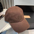 MIUMIU BASEBALL CAP IN BROWN ORANGE FABRIC BRAND EMBROIDERY