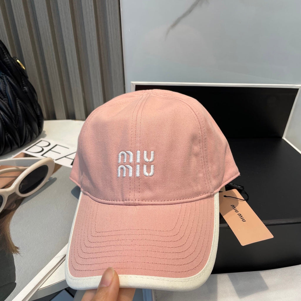 MIUMIU BASEBALL CAP IN PEACHY PINK FABRIC STYLE 8