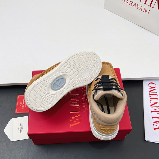 VALENTINO 25S RUNBOOT SNEAKERS IN BROWN MIX BLACK LAMBSKIN