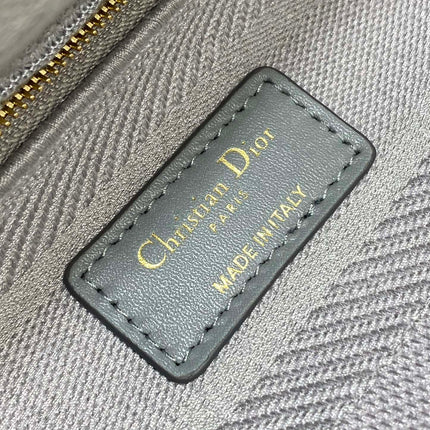 SMALL 24 LADY BAG IN PALE GRAY CANVAS