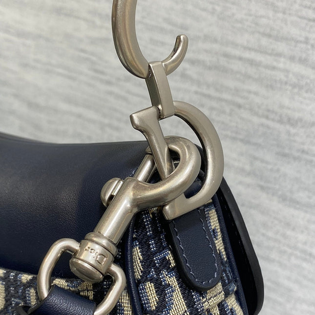 SADDLE 19 BAG WITH STRAP BLUE OBLIQUE JACQUARD