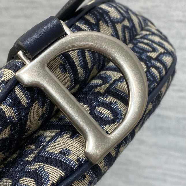 SADDLE 19 BAG WITH STRAP BLUE OBLIQUE JACQUARD