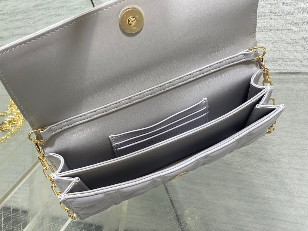 DIOR 25S DIOR TALK PHONE POUCH 21 IN PALE LILAC CALFSKIN GOLD HARDWARE