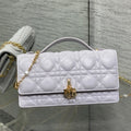 DIOR 25S DIOR TALK PHONE POUCH 21 IN PALE LILAC CALFSKIN GOLD HARDWARE