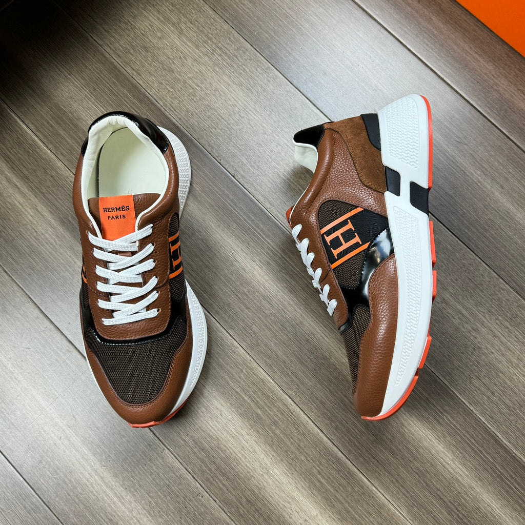 HM THICK - SOLE SNEAKER BROWN MESH FABRIC