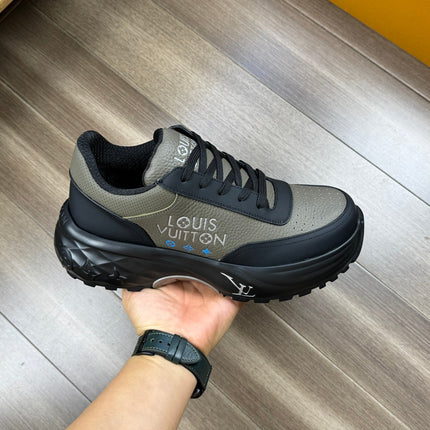 LV SPORT SNEAKER IN OLIVE GREEN MIX BLACK CALFSKIN WITH LOGO