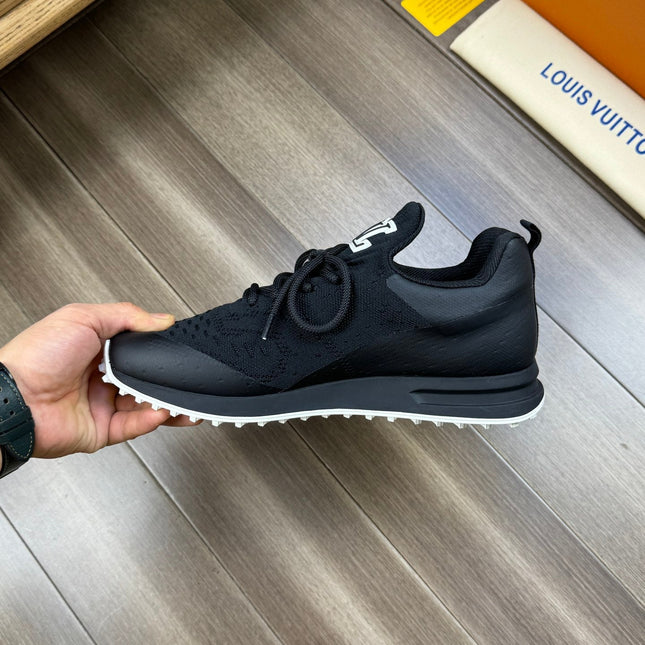 LV SNEAKERS IN BLACK MESH BREATHABLE FABRIC AND  CALFSKIN