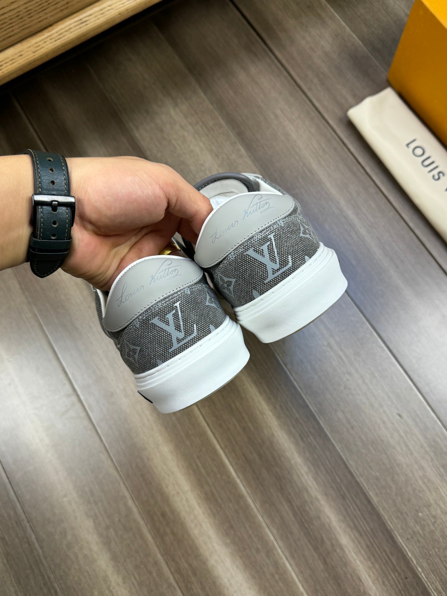 LV TRAINER SNEAKER IN ASH GREY MONOGRAM DENIM