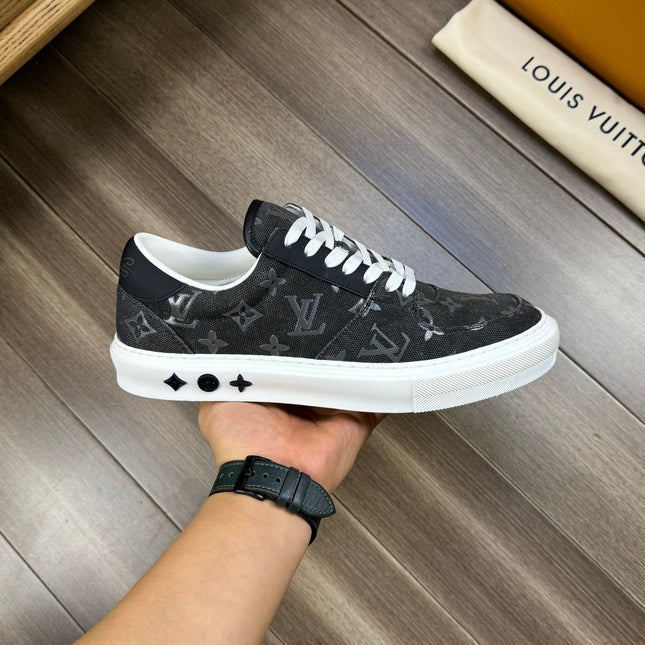 LV TRAINER SNEAKER IN CHARCOAL BLACK MONOGRAM DENIM