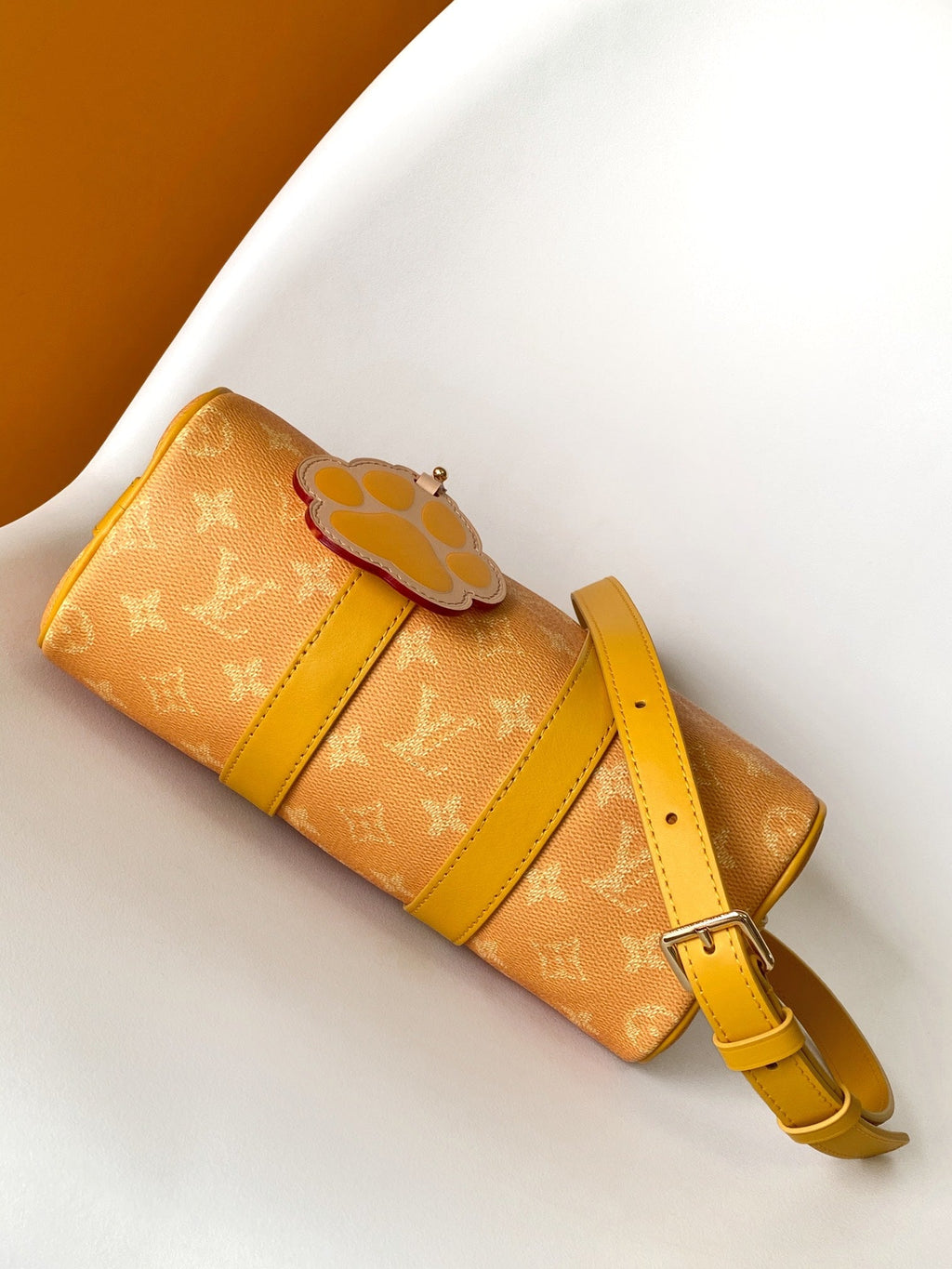 KEEPALL BANDOULIÈRE 25 IN ORANGE MONOGRAM HERITAGE CANVAS