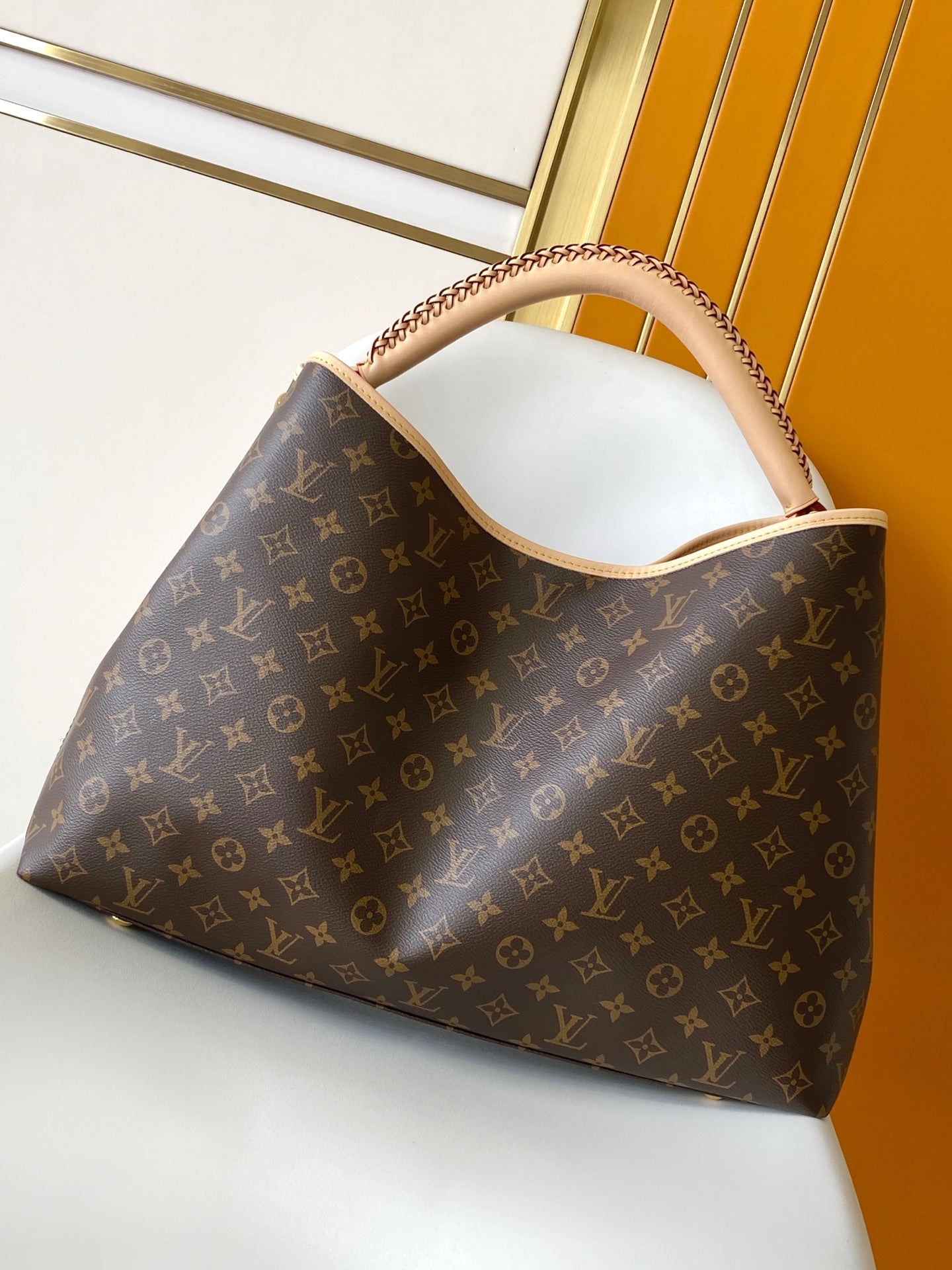 LV AGAIN BRAIDED HANDLE BAG 53 IN BROWN MONOGRAM CANVAS