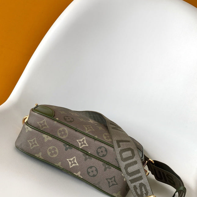 LV 26S CROSSBODY BAG 25 IN GREEN-GRAY CANVAS FABRIC
