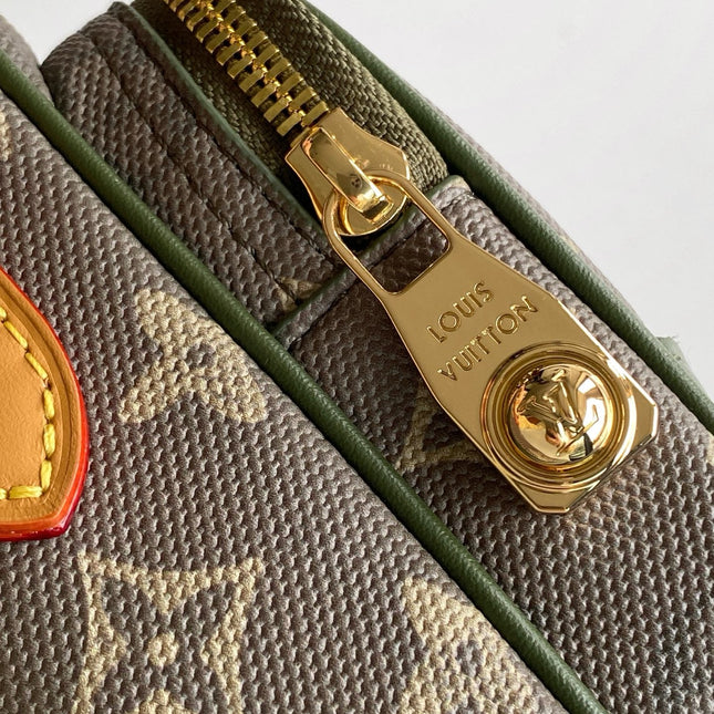 LV 26S CROSSBODY BAG 25 IN GREEN-GRAY CANVAS FABRIC