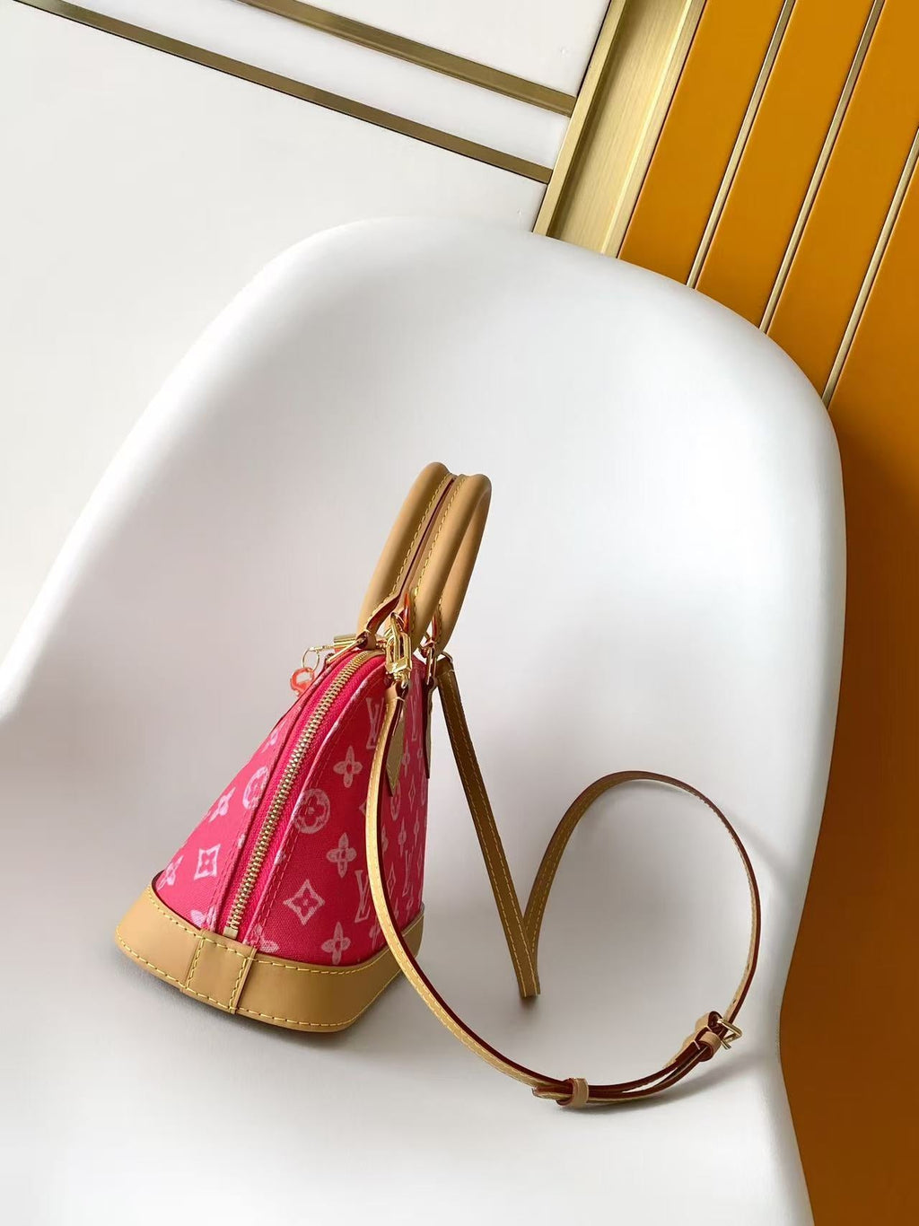 LV 26S ALMA BB BAG 23 IN DARK PINK MONOGRAM CANVAS