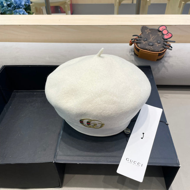 BERET HAT IN WHITE WOOL 406971