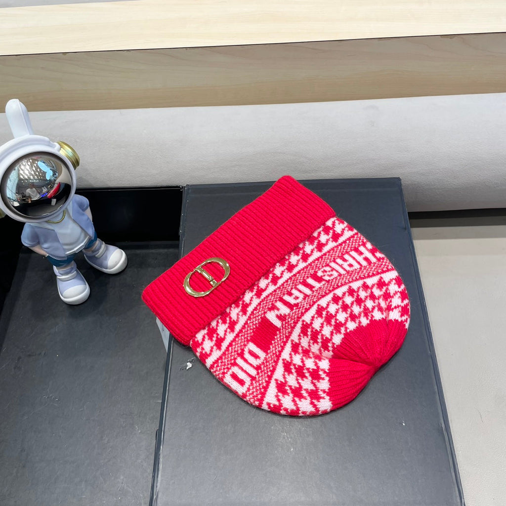 KNITTED BEANIE HAT IN RED CASHMERE WOOL 422478