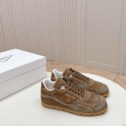 PRA FADED SUEDE SNEAKERS SEPIA AND WHITE