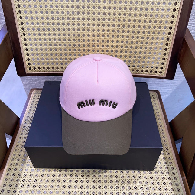 MIUMIU BASEBALL CAP IN SHAMPOO PINK FABRIC WITH LOGO EMBROIDERY