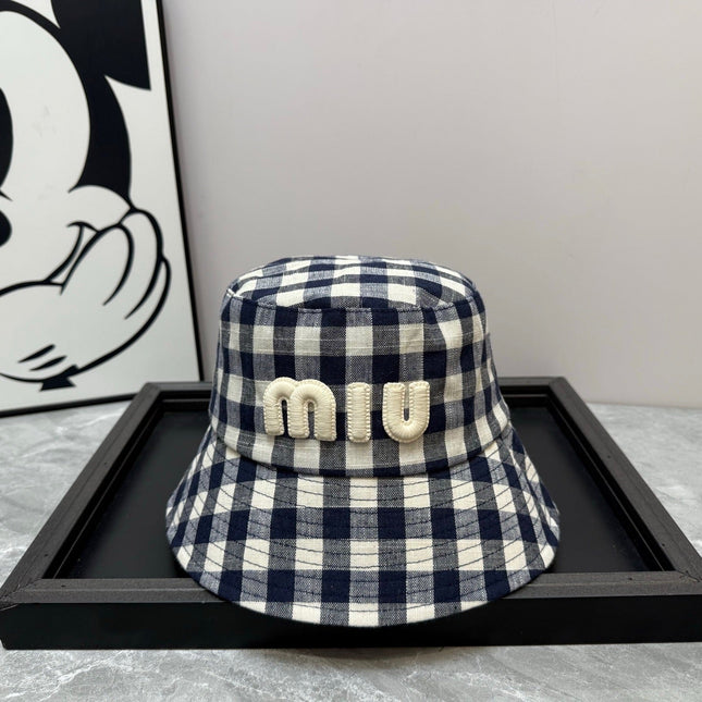 MIUMIU BUCKET CHECKED PATTERN WITH LOGO