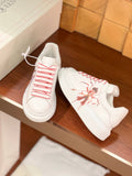 OVERSIZED SNEAKERS IN WHITE CALFSKIN NATRA GRAPHIC RED TRIM LACES