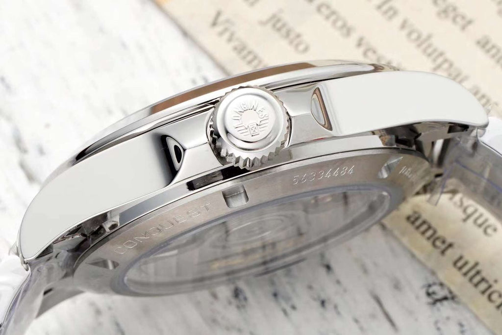 CONQUEST WATCH SILVER CASE WITH CHOCOLATE BROWN DIAL