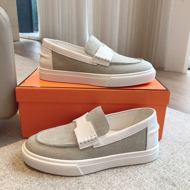 JOB LOAFER LIGHT GRAY MIX WHITE CALFSKIN