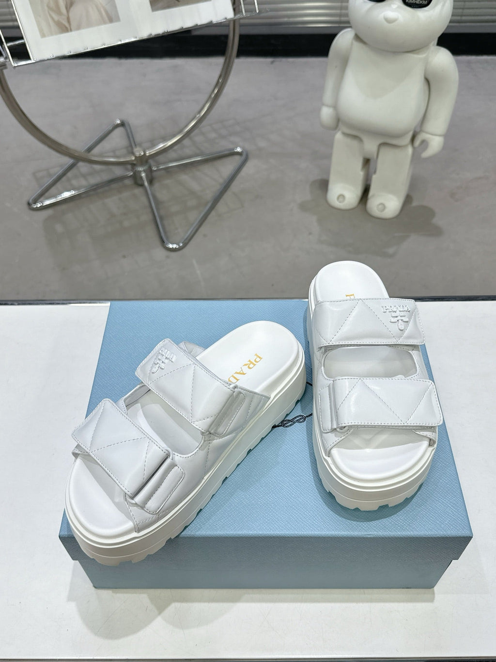 PRA STRAP SANDALS 55MM IN WHITE CALFSKIN