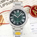 RONDE MUST DE CARTIER WATCH SILVER CASE AND GREEN DIAL WITH CRYSTALS