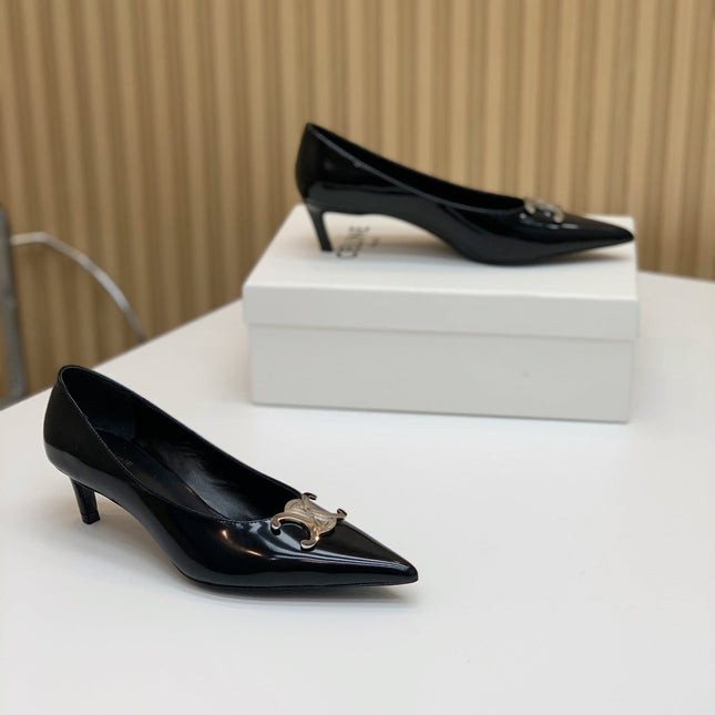 MEDIUM-HEELED 50MM PUMP IN BLACK CALFSKIN