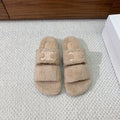 CELINE 26S TWO-STRAP SANDALS IN BEIGE WOOL