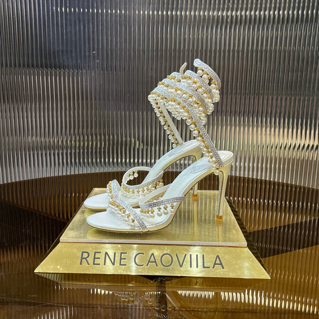 CHANDELIER 95 MM WHITE LAMBSKIN SANDAL