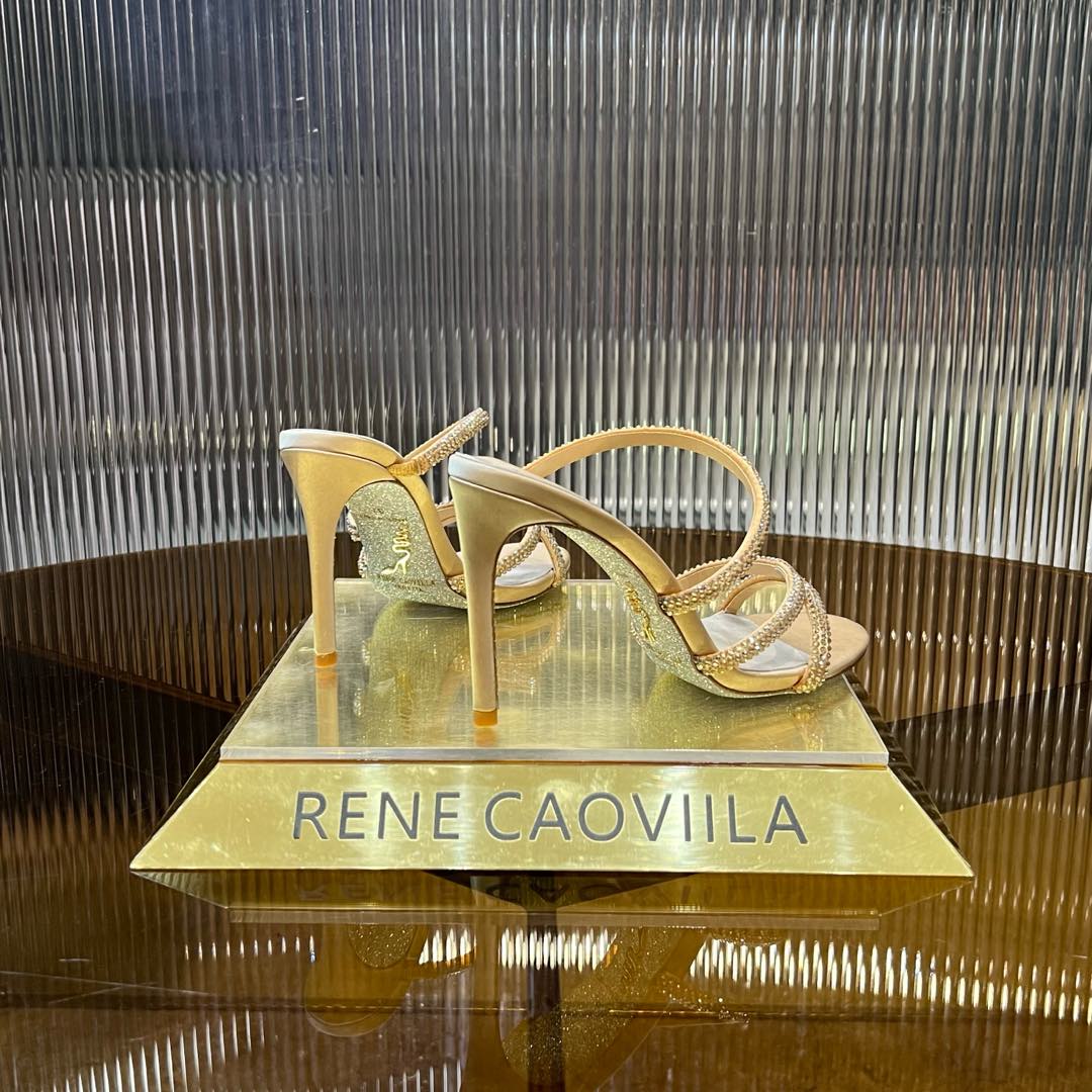CLEO GOLD SANDAL WITH CRYSTALS 95 MM