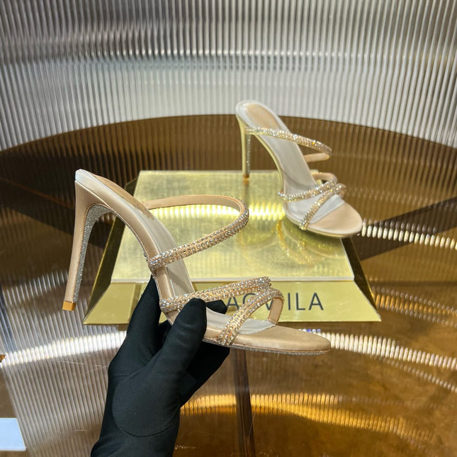 CLEO GOLD SANDAL WITH CRYSTALS 95 MM