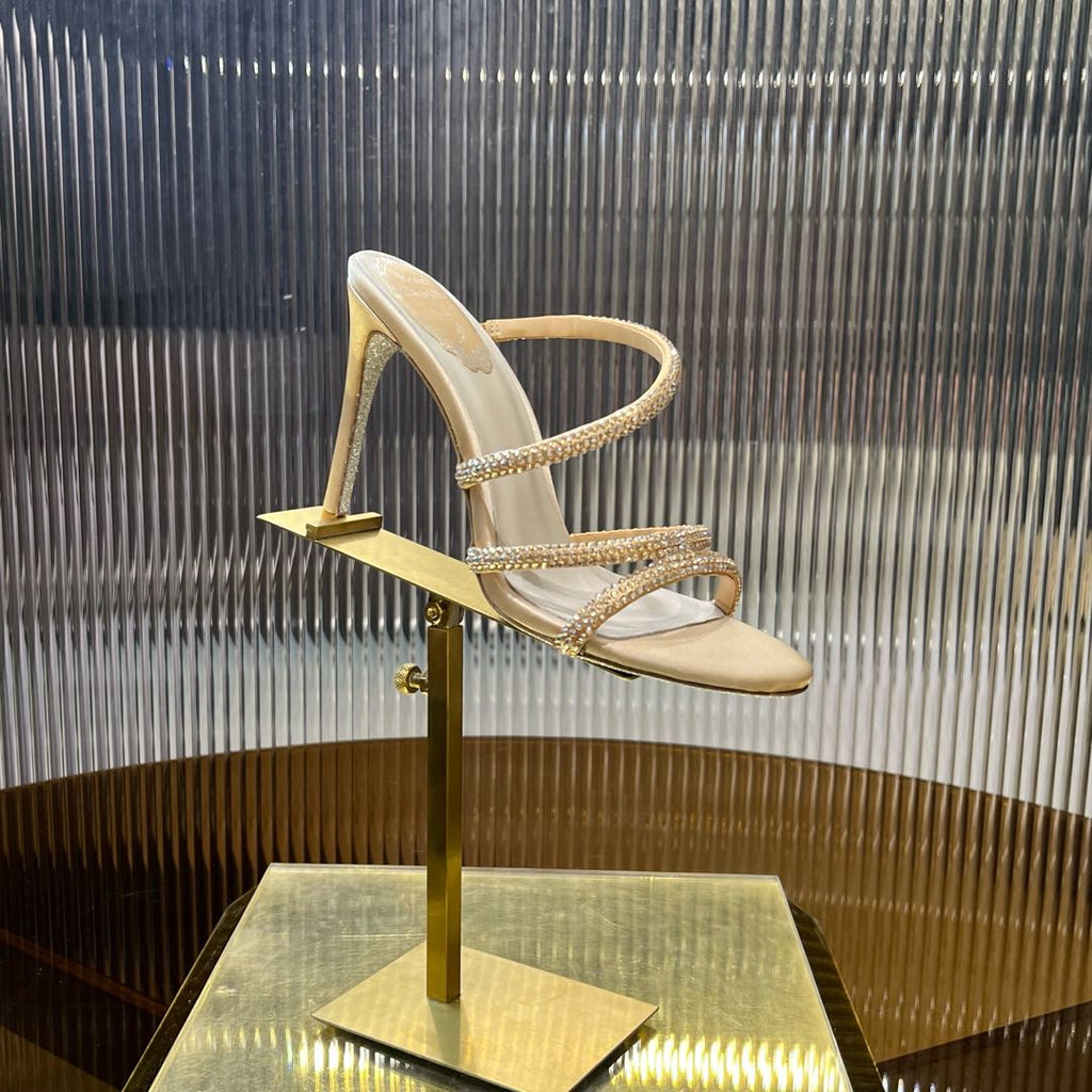 CLEO GOLD SANDAL WITH CRYSTALS 95 MM