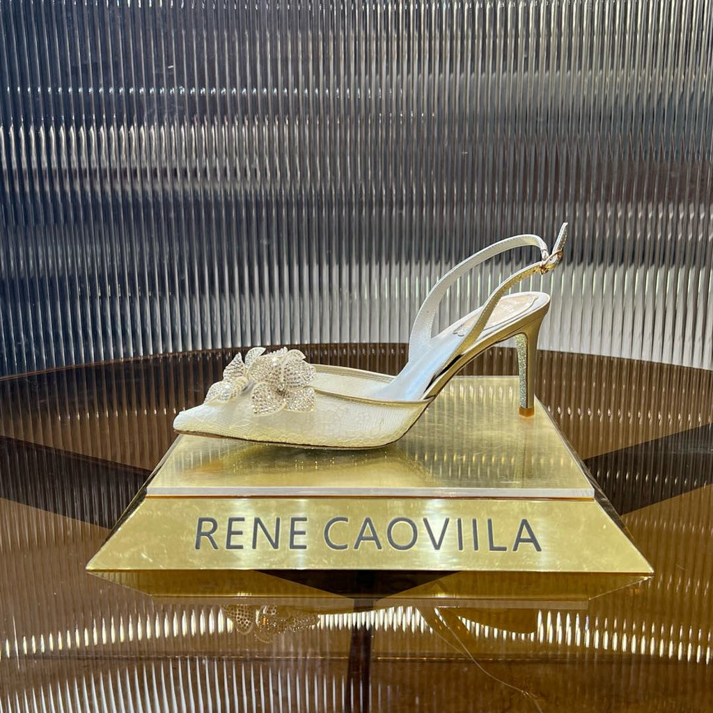 FLORIANE POWDER PINK SLINGBACK 80 LIGHT GOLD LAMBSKIN