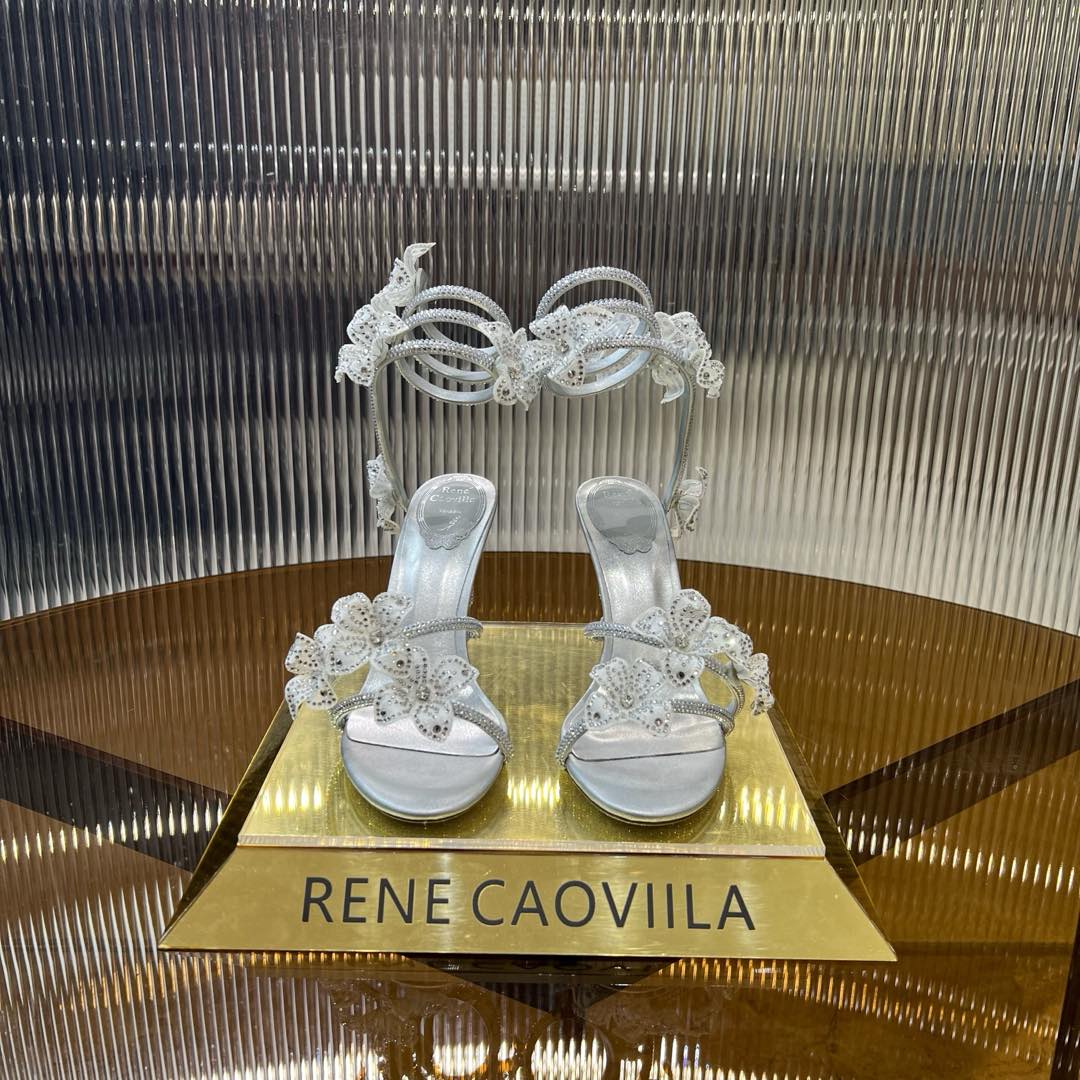 MARGOT WHITE SANDAL WITH FLOWERS 95 MM SILVER