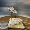 RENE CAOVILLA 26S FLOWER EMBELLISHED HEELS 45 MM IN NUDE BEIGE LAMBSKIN