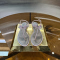 RENE CAOVILLA 26S BUTTERFLY THONG SANDALS IN SILVER & PINK LAMBSKIN