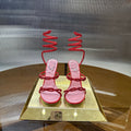 RENE CAOVILLA 26S CRYSTAL WRAP HEELS 95 MM IN RED LAMBSKIN