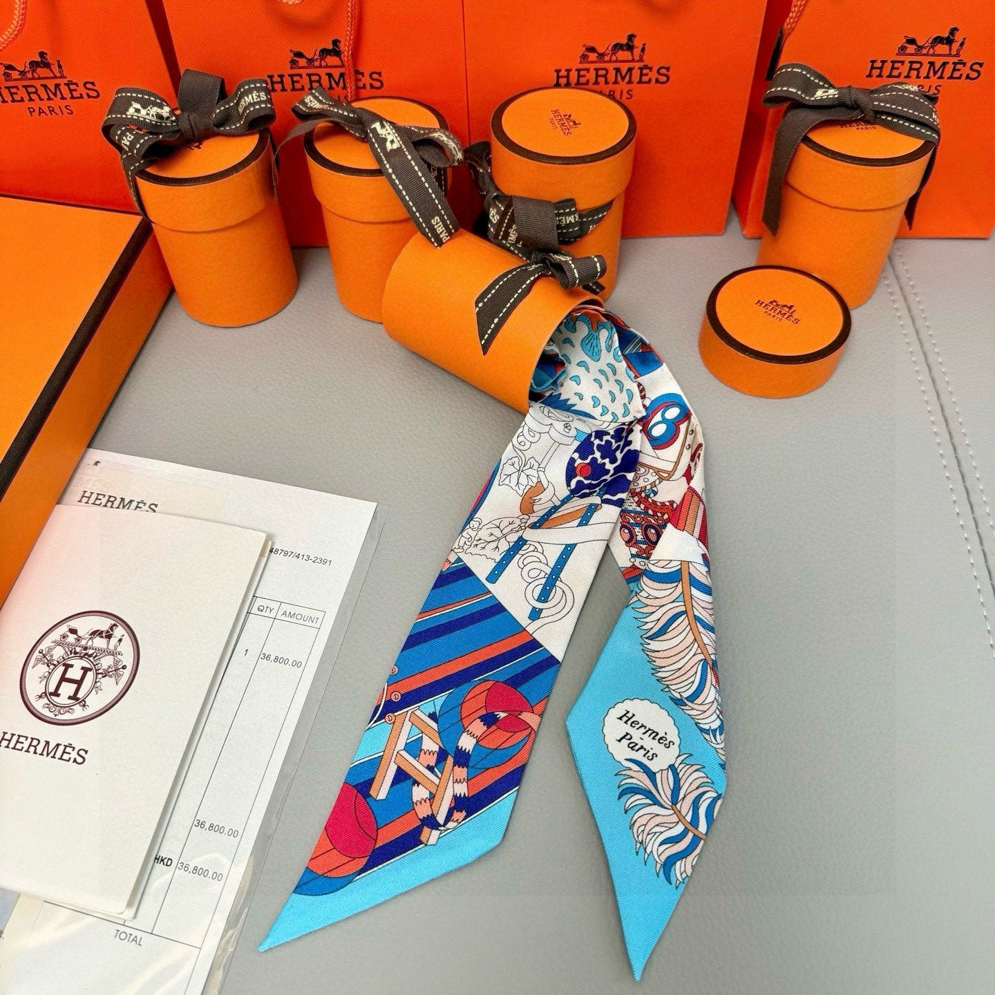 HERMES 25S SILK NECKERCHIEF 86 IN SILK 714348