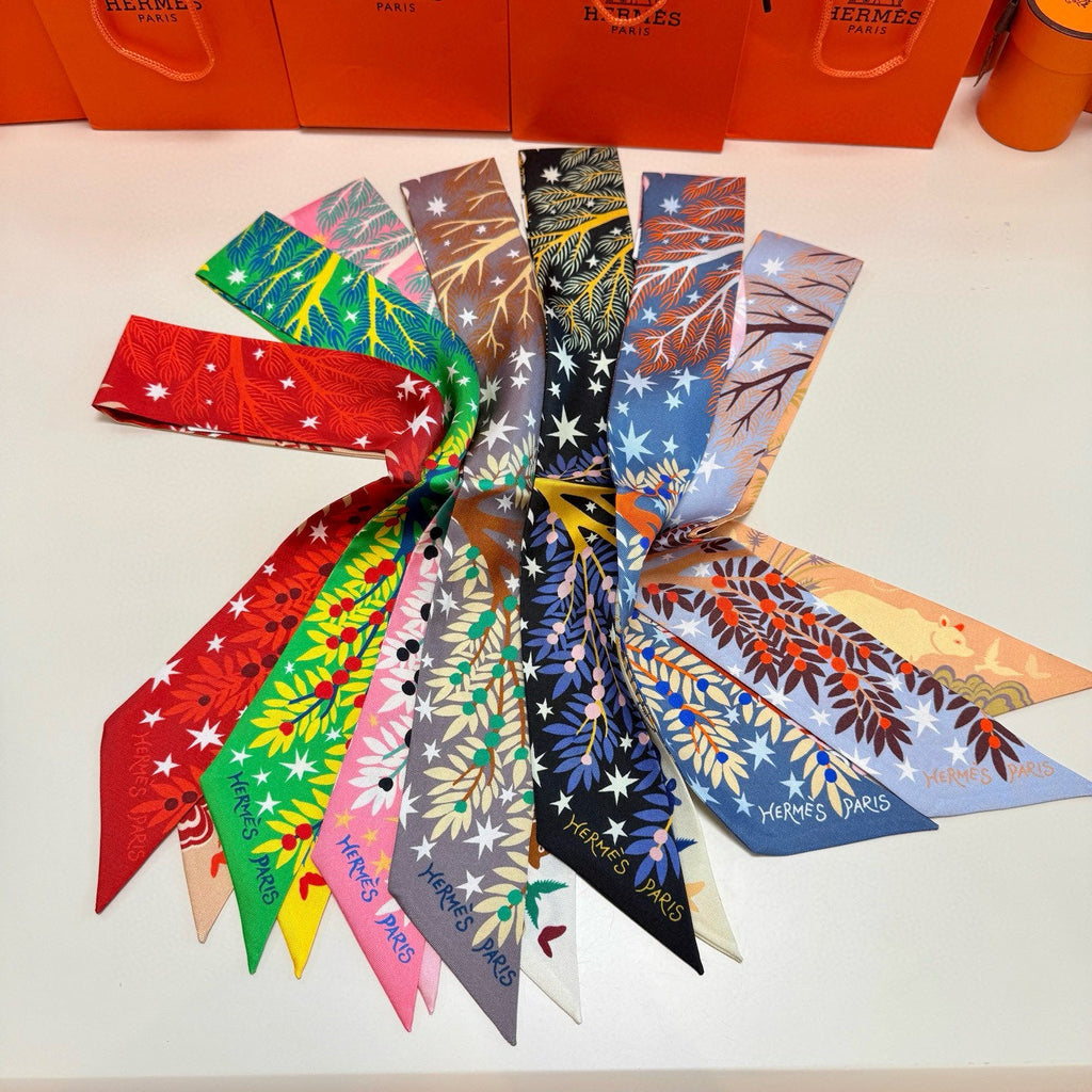 HERMES 25S SILK NECKERCHIEF 86 IN SILK 714351