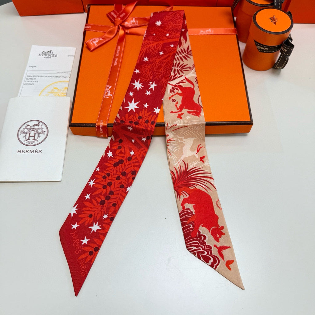 HERMES 25S SILK NECKERCHIEF 86 IN SILK 714352