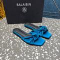 BALMAIN 26S SLIDES IN OCEAN BLUE SATIN