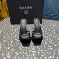 BALMAIN 26S HIGH-HEELED SANDALS 95 MM IN BLACK CALFSKIN STYLE 6
