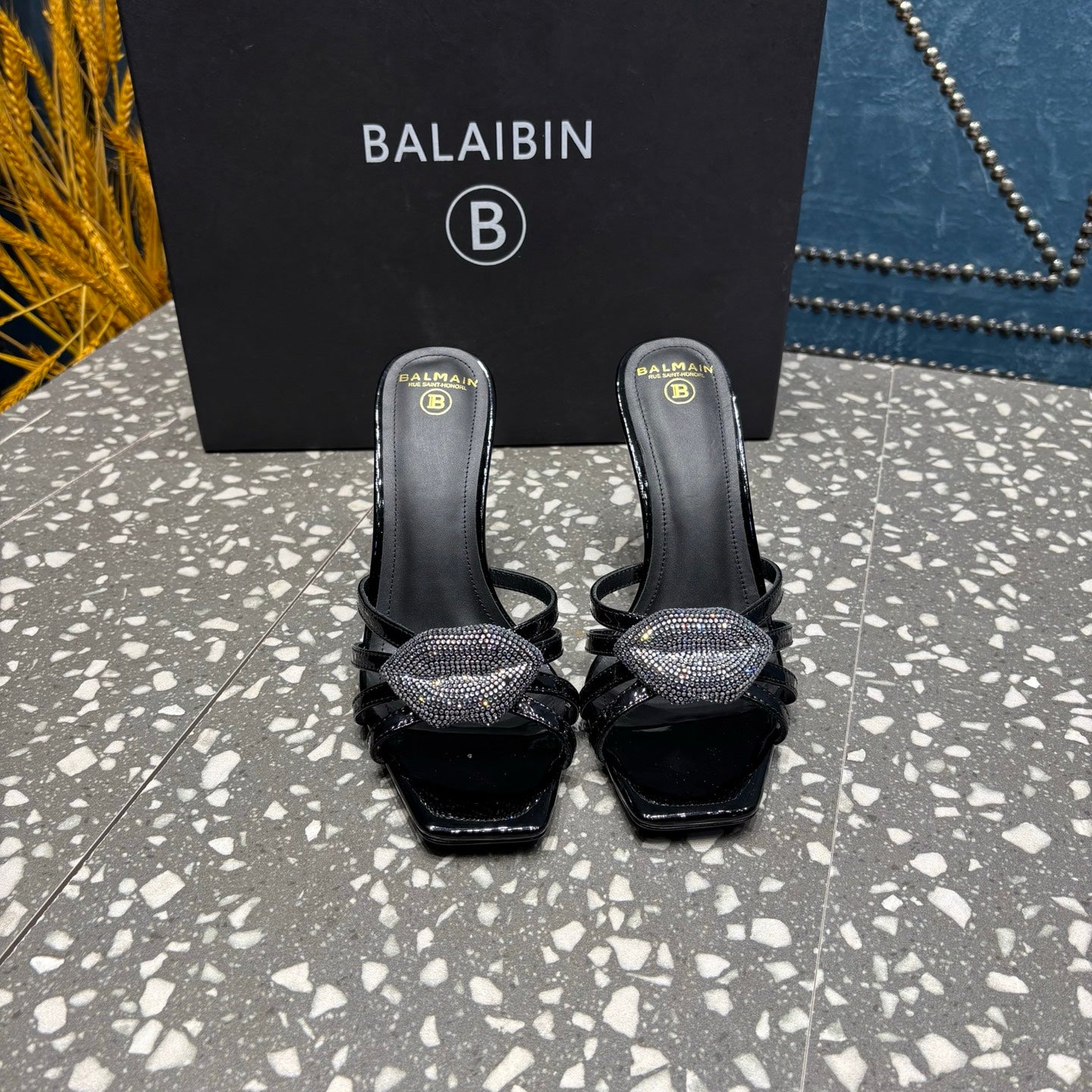 BALMAIN 26S HIGH-HEELED SANDALS 95 MM IN BLACK CALFSKIN STYLE 6