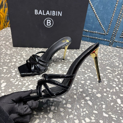 BALMAIN 26S HIGH-HEELED SANDALS 95 MM IN BLACK CALFSKIN STYLE 3